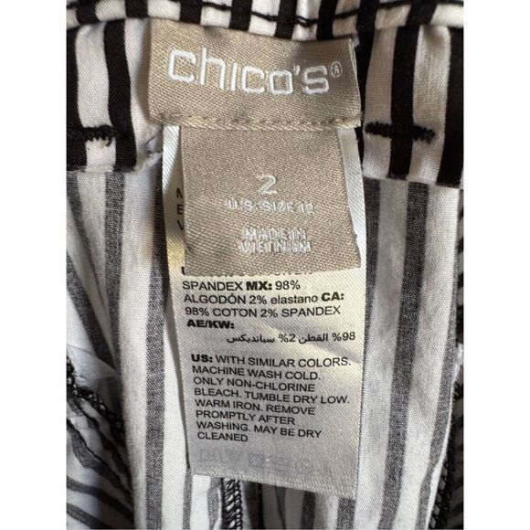 Chico’s Secret Stretch black white stripe cotton pants sz 2 nautical beachy brea - Picture 8 of 10